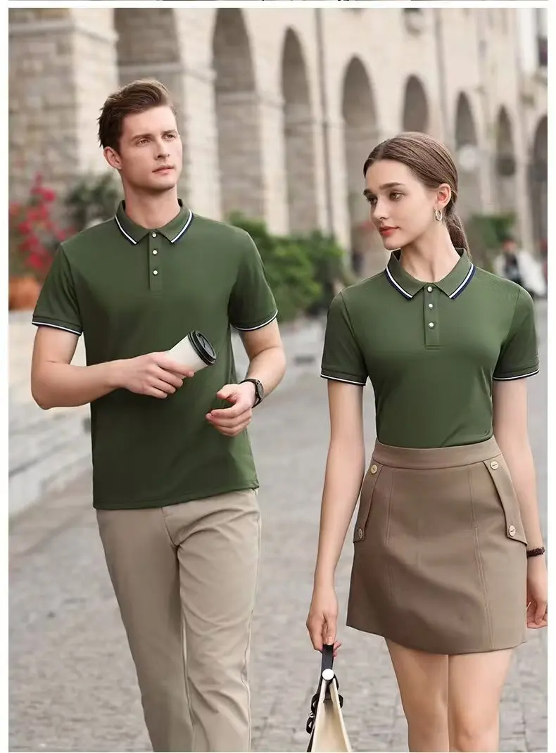 Summer solid color workwear, sweat absorbing and breathable team T-shirt, lapel, business casual short sleeved polo shirt
Summer solid color workwear, sweat absorbing and breathable team T-shirt, lapel, business casual short sleeved polo shirt