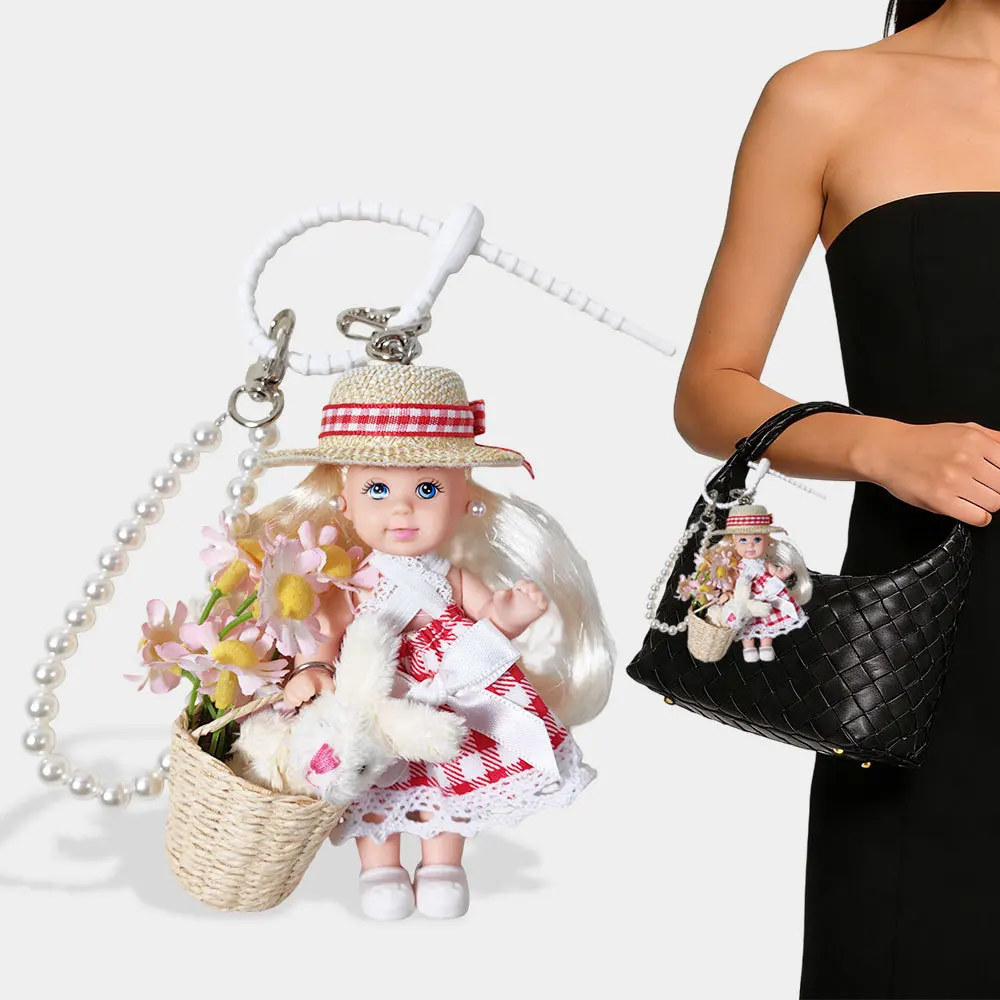 Pastoral Style Mini Doll Keychain with Daisy Basket Bunny Charm, Pearl Beaded Strap for Bag Car Keys Cute Key Chains for Women
Pastoral Style Mini Doll Keychain with Daisy Basket Bunny Charm, Pearl Beaded Strap for Bag Car Keys Cute Key Chains for Women