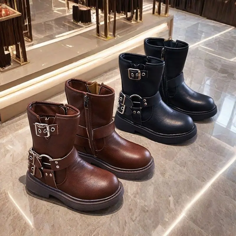 Kids'Boots Solid Color PU Leather Fashion Autumn Flat Shoes For Children Anti-slip Breathable Brown Black Shoes Size 26-36
Kids'Boots Solid Color PU Leather Fashion Autumn Flat Shoes For Children Anti-slip Breathable Brown Black Shoes Size 26-36