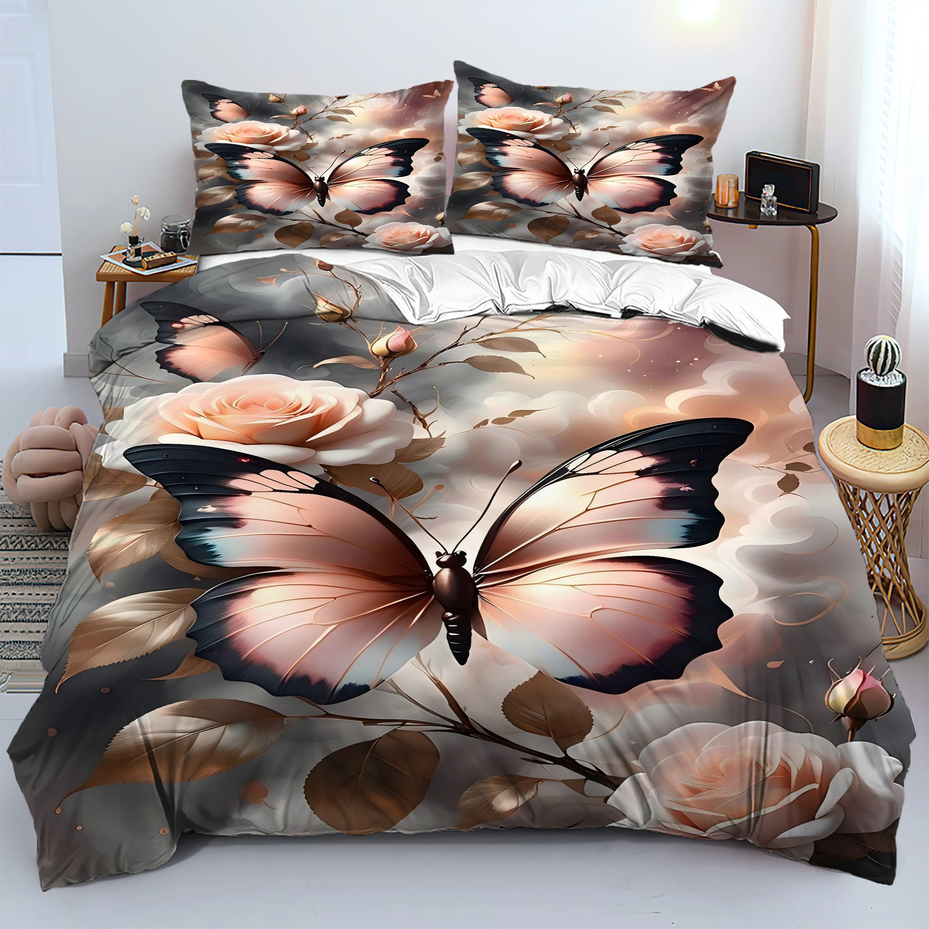 Butterfly Flower 3D Printed Quilt Cover Elegant Home Textiles Luxury Duvet Cover set Soft Comfortable Bedding Set Pillowcases
Butterfly Flower 3D Printed Quilt Cover Elegant Home Textiles Luxury Duvet Cover set Soft Comfortable Bedding Set Pillowcases