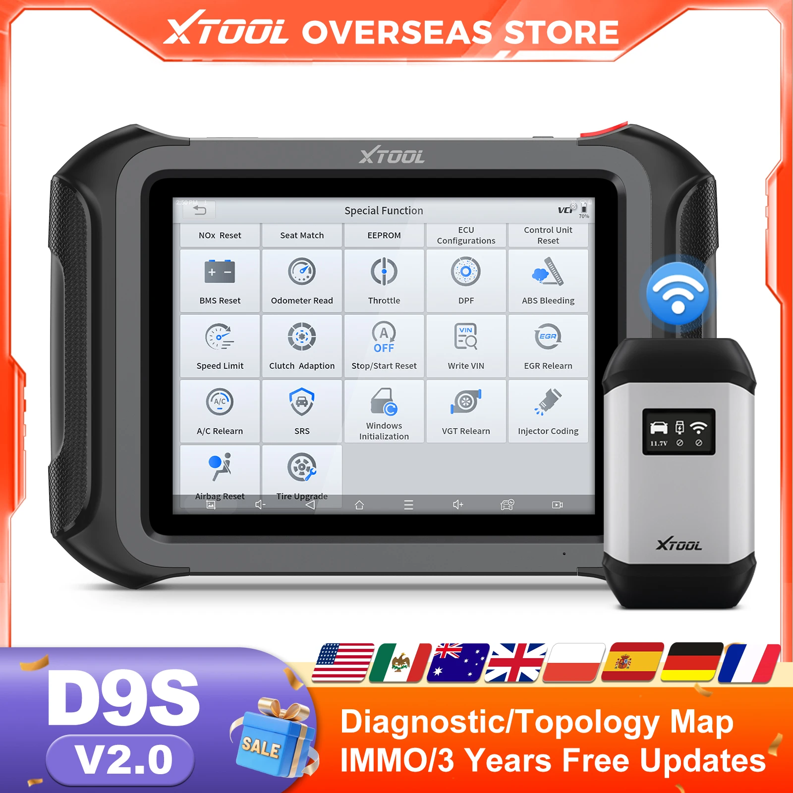 XTOOL D9S BT Автомобильный сканер ECU Кодирование OBD2 Сканер Топология Карта Диагностический инструмент Программатор ключей с 45+ сбросом FCA DOIP CAN
XTOOL D9S BT Автомобильный сканер ECU Кодирование OBD2 Сканер Топология Карта Диагностический инструмент Программатор ключей с 45+ сбросом FCA DOIP CAN