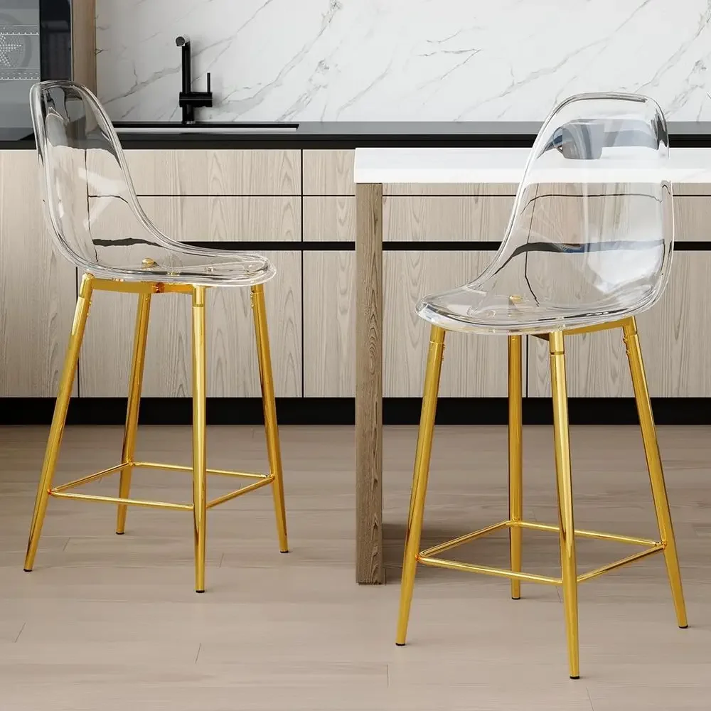 Set of 2 Clear Acrylic Bar Stools with Metal Backrest for Kitchen Island and Counter Height
Set of 2 Clear Acrylic Bar Stools with Metal Backrest for Kitchen Island and Counter Height