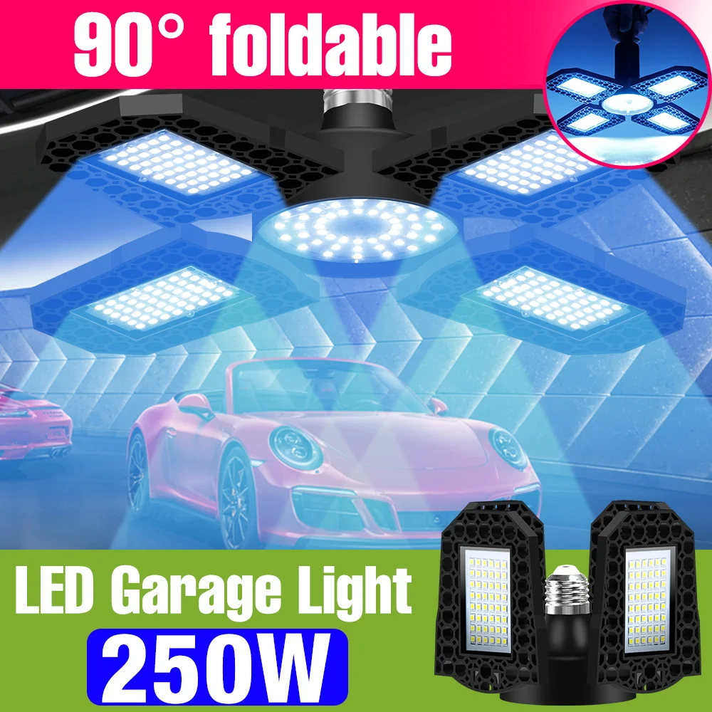 250W LED Garage Light Bulb E27/E26 Workshop Lamp 100-277V Deformable Spotlight Warehouse Basement Parking Lot Corridor Lighting
250W LED Garage Light Bulb E27/E26 Workshop Lamp 100-277V Deformable Spotlight Warehouse Basement Parking Lot Corridor Lighting