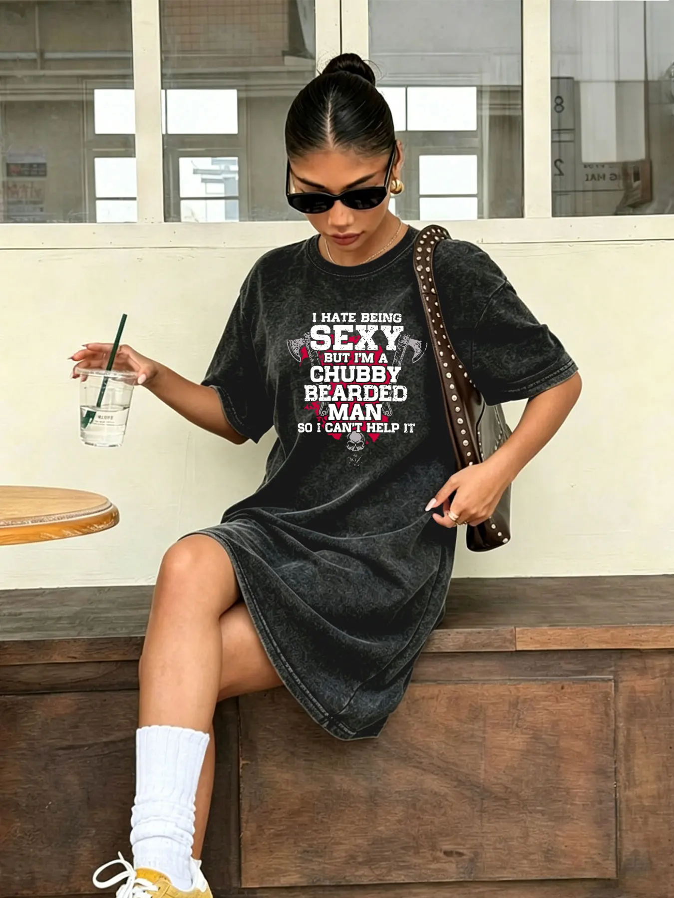 Vintage Washed T-shirt Dress for Women, Stylish & Versatile Streetwear Dress with Letter Print
Vintage Washed T-shirt Dress for Women, Stylish & Versatile Streetwear Dress with Letter Print