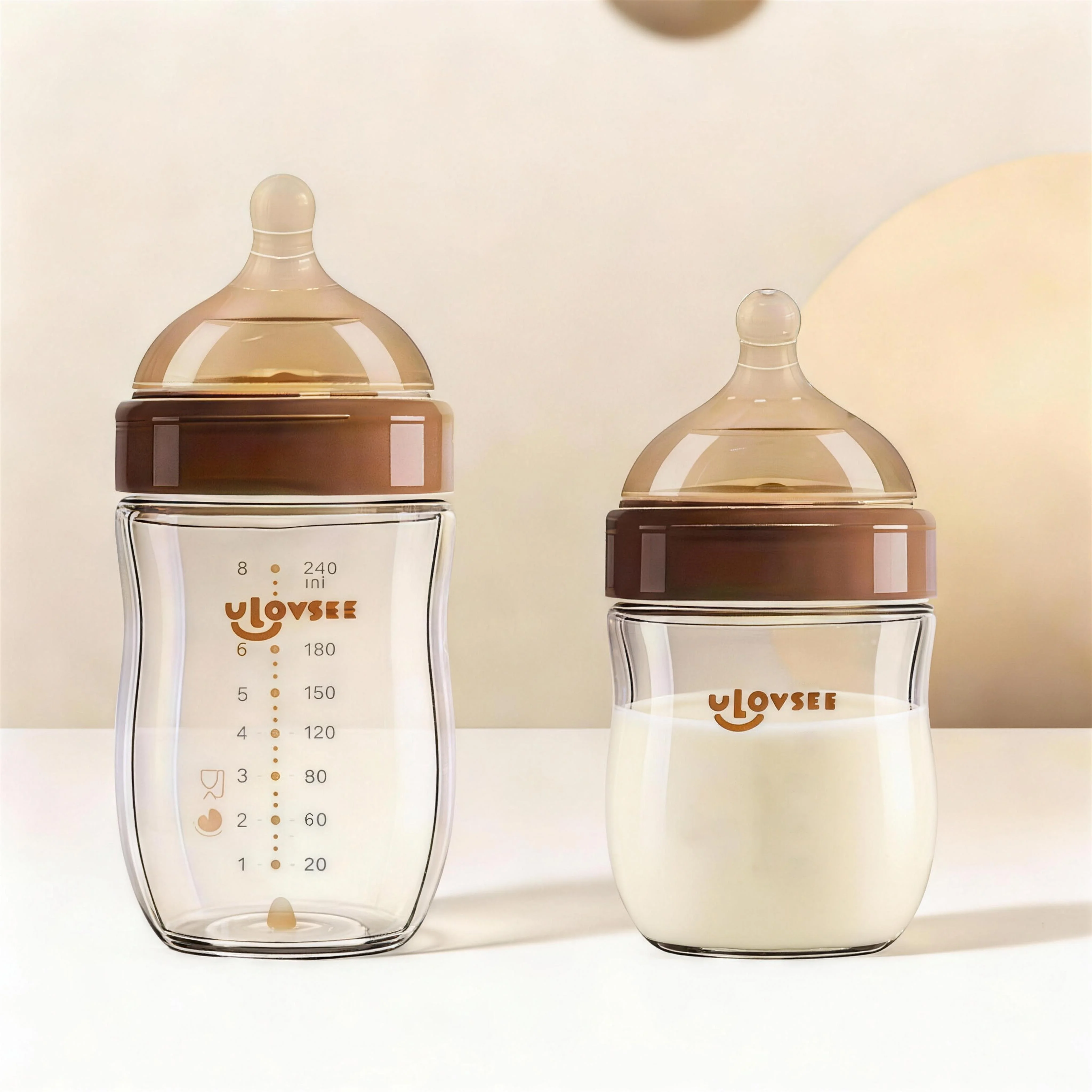 Newborn high borosilicate glass baby bottle, wide neck glass feeding bottle with bottom air balance hole/valve
Newborn high borosilicate glass baby bottle, wide neck glass feeding bottle with bottom air balance hole/valve