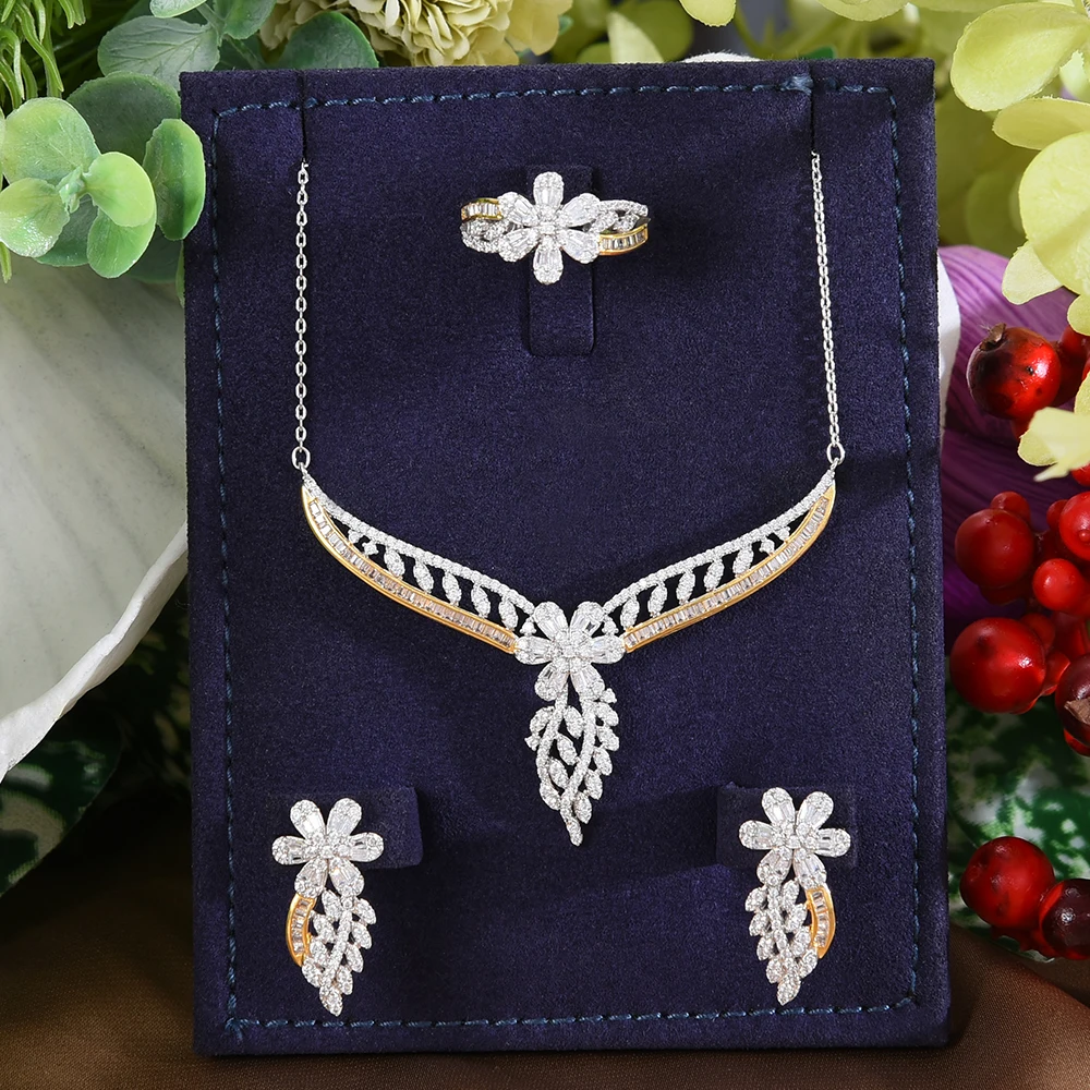 Siscathy Fashion Luxury Geometry Zircon Party Dress Wedding Jewelry Set Women Flower Crystal Necklace Earrings Rings Accessory
Siscathy Fashion Luxury Geometry Zircon Party Dress Wedding Jewelry Set Women Flower Crystal Necklace Earrings Rings Accessory