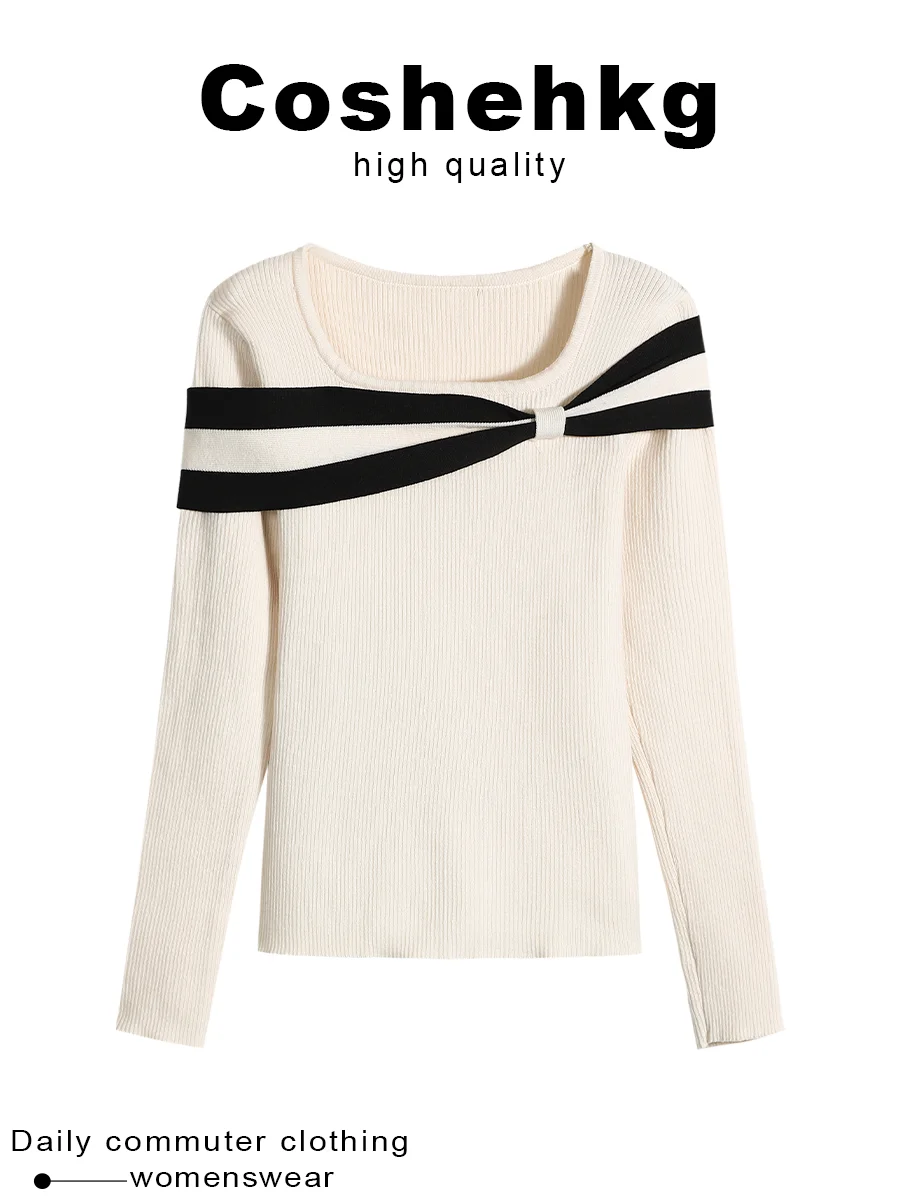 Coshehkg Long Sleeve Knitted Sweater Women's Slim Fit Color Block Design Spring Fashion Casual round Neck Top
Coshehkg Long Sleeve Knitted Sweater Women's Slim Fit Color Block Design Spring Fashion Casual round Neck Top