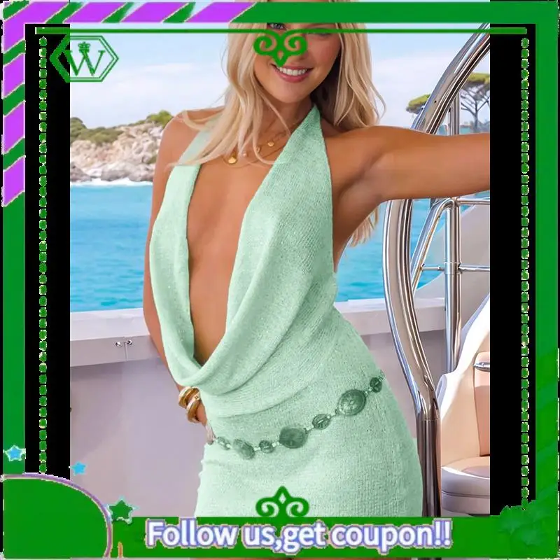 A18P-Women's Backless Knitted Dress Deep V Neck Tie Mini Dress Summer Club Wear Y2K Slim Fit Dress
A18P-Women's Backless Knitted Dress Deep V Neck Tie Mini Dress Summer Club Wear Y2K Slim Fit Dress