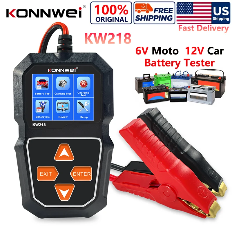 2026 KONNWEI KW218 6V 12V Battery Tester for Cars & Trucks & Moto Charging & Cranking Test Tool for AGM GEL EFB Lithium battery
2026 KONNWEI KW218 6V 12V Battery Tester for Cars & Trucks & Moto Charging & Cranking Test Tool for AGM GEL EFB Lithium battery