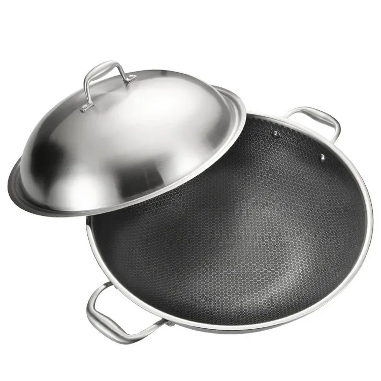 316 Hybrid Stainless Steel Frying Pan with Non-Stick Cooking Surface Double Handle Wok Pan Lid Cover for Home Hotel Kitchen Use
316 Hybrid Stainless Steel Frying Pan with Non-Stick Cooking Surface Double Handle Wok Pan Lid Cover for Home Hotel Kitchen Use