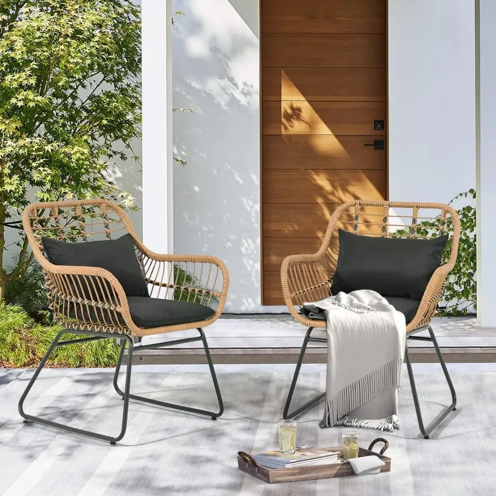 Patio Wicker Chairs Set of 2, Outdoor Rattan Dining Chairs with Cushions – for Lawn, Porch & Balcony
Patio Wicker Chairs Set of 2, Outdoor Rattan Dining Chairs with Cushions – for Lawn, Porch & Balcony