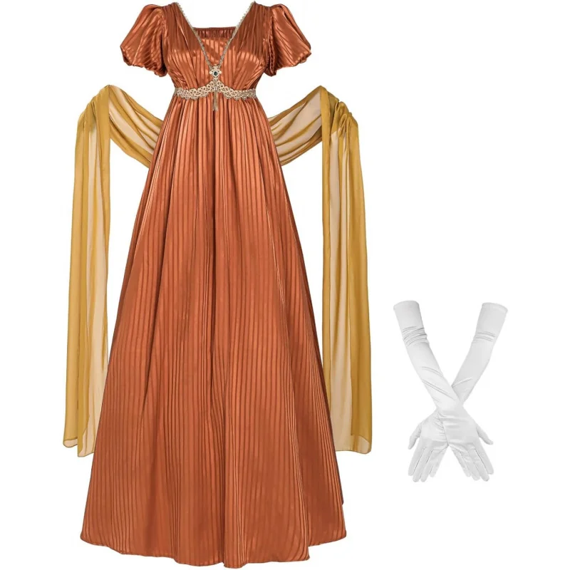Regency Dresses Women 1800s Victorian Dress Empire Waist Ball Gown with Gloves
Regency Dresses Women 1800s Victorian Dress Empire Waist Ball Gown with Gloves