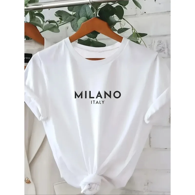 Luxury Brand MILANO Women's Fashion Letters Printed Women's T-shirt Short-sleeved Round Neck Tops Summer Casual Women's Clothing
Luxury Brand MILANO Women's Fashion Letters Printed Women's T-shirt Short-sleeved Round Neck Tops Summer Casual Women's Clothing