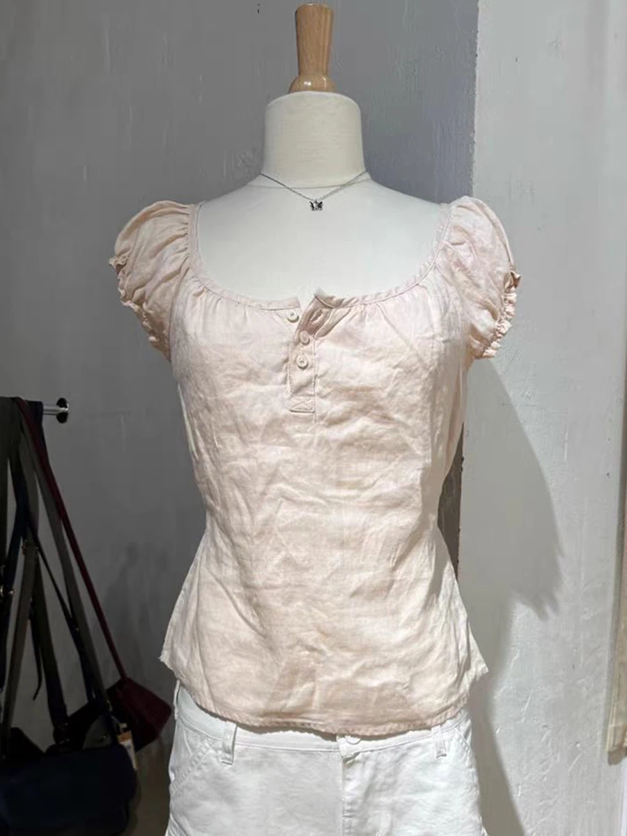 New Solid Color Button Round Neck Slim Fit T-Shirt Women Summer Puff Sleeve Cotton T-Shirt Vintage Fashion Cute T-Shirt Tops Y2k
New Solid Color Button Round Neck Slim Fit T-Shirt Women Summer Puff Sleeve Cotton T-Shirt Vintage Fashion Cute T-Shirt Tops Y2k