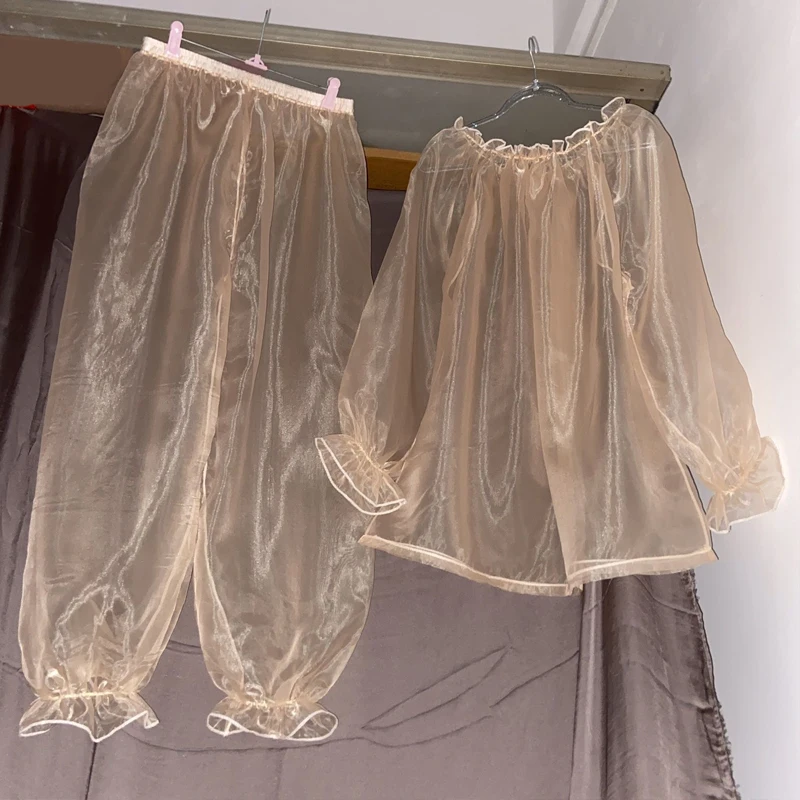 Sexy Transparent Party Costumes High Gloss Sheer Holographic See Through Soft Long Sleeved Loose Top Trousers Set Private Black
Sexy Transparent Party Costumes High Gloss Sheer Holographic See Through Soft Long Sleeved Loose Top Trousers Set Private Black