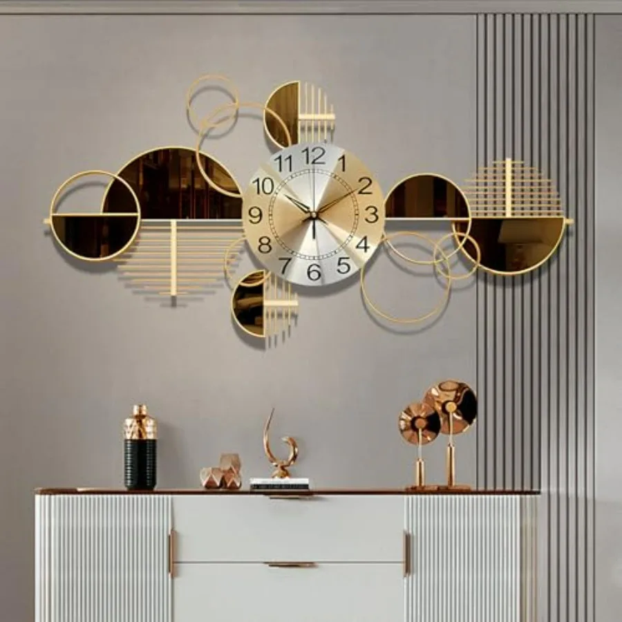 34 X 17.7 inch Modern Metal Wall Clock Decorative 3D Metal Wall Art Clock for Living Room Bedroom Creative Silent No-Ticking Bi
34 X 17.7 inch Modern Metal Wall Clock Decorative 3D Metal Wall Art Clock for Living Room Bedroom Creative Silent No-Ticking Bi