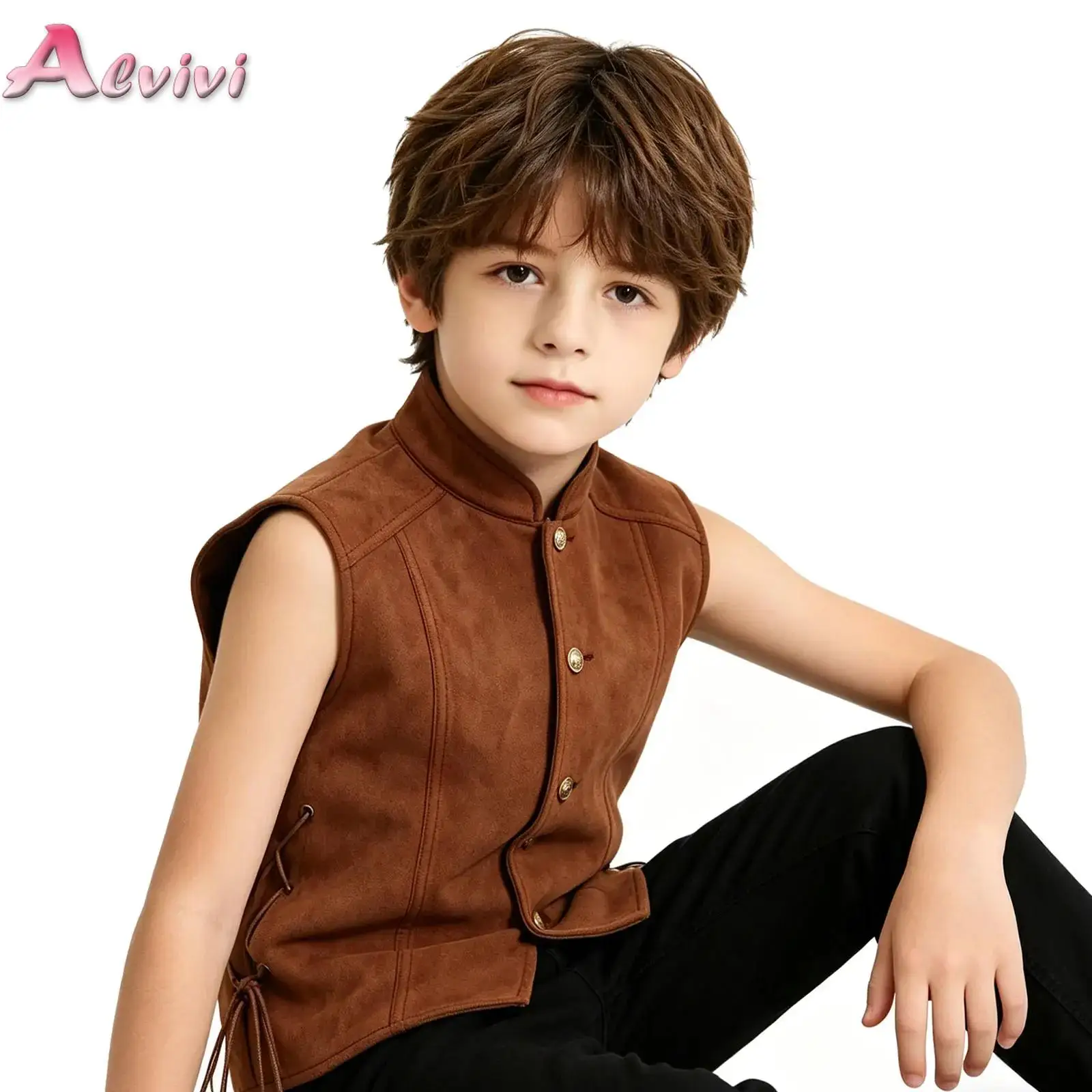 Boys Pirate Dress Up Vest Waistcoat Stand Collar Buttons Closure Sides Tie-up Design Renaissance Vest for Halloween Carnival
Boys Pirate Dress Up Vest Waistcoat Stand Collar Buttons Closure Sides Tie-up Design Renaissance Vest for Halloween Carnival