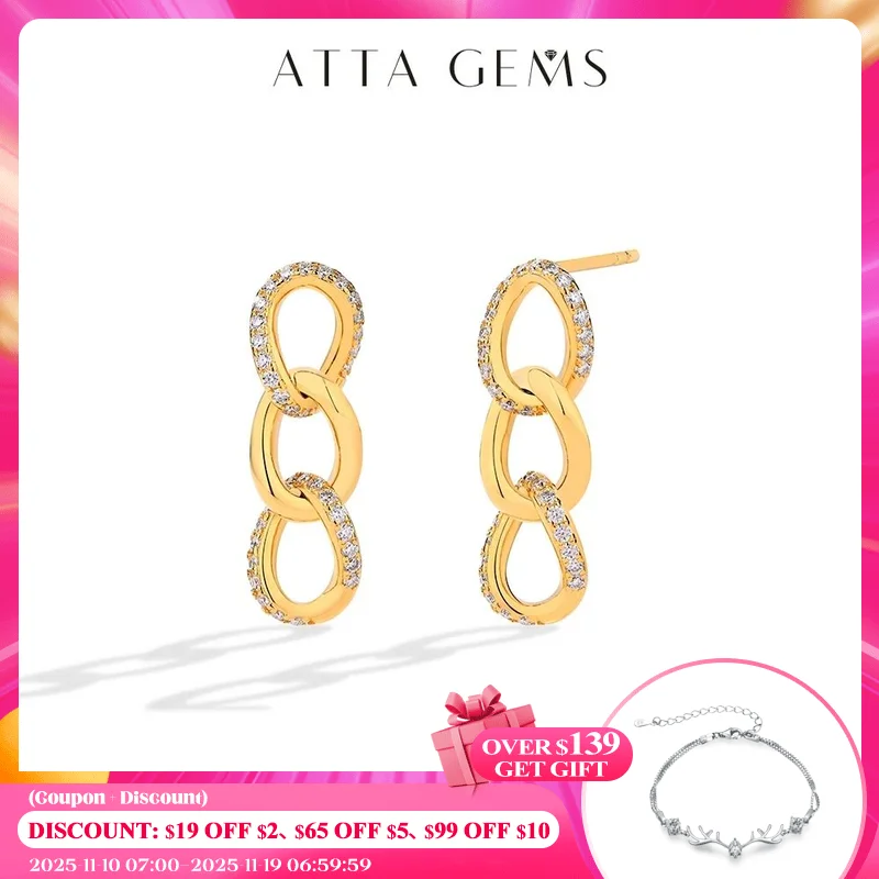 ATTAGEMS New Luxury Chain Drop Earrings for Women Solid 925 Sterling SIlver D VVS1 Color Moissanite Diamond Earring Fine Jewelry
ATTAGEMS New Luxury Chain Drop Earrings for Women Solid 925 Sterling SIlver D VVS1 Color Moissanite Diamond Earring Fine Jewelry