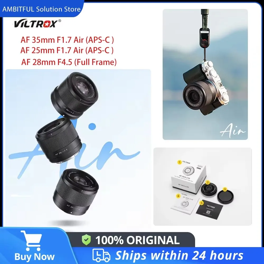 Viltrox 28 мм F4.5 (полная рамка) AF 35 мм F1.7Air (APS-C) / AF 25 мм F1.7Air (APS-C)/ для объектива камеры Sony E Fuji XF Nikon Z Mount
Viltrox 28 мм F4.5 (полная рамка) AF 35 мм F1.7Air (APS-C) / AF 25 мм F1.7Air (APS-C)/ для объектива камеры Sony E Fuji XF Nikon Z Mount