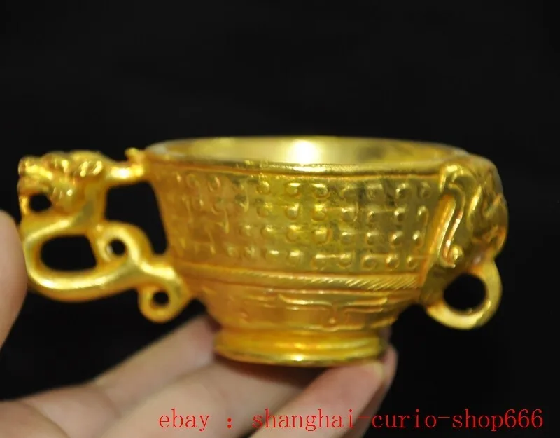 4.2-Inch Old Han Dynasty Ancient Bronze Gilded Dragon Beast Goblet Statue - Brass animal sculpture
4.2-Inch Old Han Dynasty Ancient Bronze Gilded Dragon Beast Goblet Statue - Brass animal sculpture