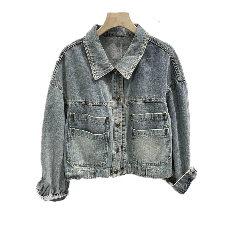 Spring 2025 New Vintage Fashion Short Denim Jacket Women Long Sleeves Loose Design Pocket Jeans Coat Female Cowboy Clothes B1134
Spring 2025 New Vintage Fashion Short Denim Jacket Women Long Sleeves Loose Design Pocket Jeans Coat Female Cowboy Clothes B1134