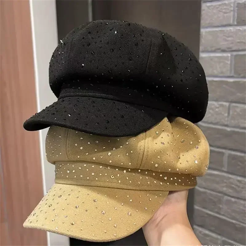 Korean Edition Diamond Studded Octagonal Hat for Women, British Retro Duck Tongue Newsboy, Autumn And winter Woolen Artist Hat
Korean Edition Diamond Studded Octagonal Hat for Women, British Retro Duck Tongue Newsboy, Autumn And winter Woolen Artist Hat
