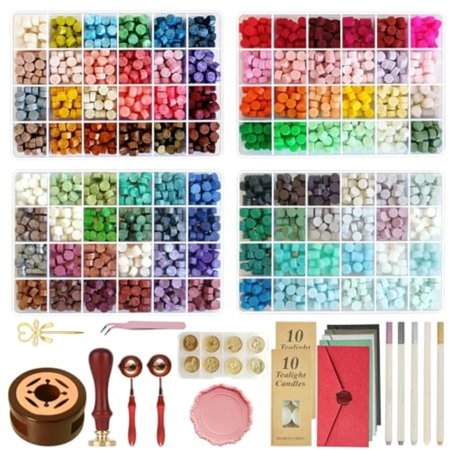 Wax Seal Stamp Kit2400Pcs Sealing Beads All in one Wax Seal Kit with Sealing Stamps Warmer Spoon Envelopes Candles Metallic Pen
Wax Seal Stamp Kit2400Pcs Sealing Beads All in one Wax Seal Kit with Sealing Stamps Warmer Spoon Envelopes Candles Metallic Pen