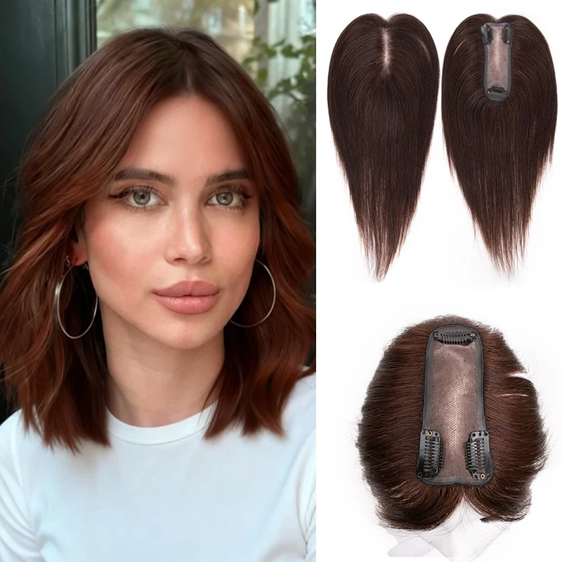5x13cm Human Hair Topper Mono Base Bleachable #27 3 Clips Lightweight Breatheable Realistic Part 20/25cm Invisible Part Hair
5x13cm Human Hair Topper Mono Base Bleachable #27 3 Clips Lightweight Breatheable Realistic Part 20/25cm Invisible Part Hair