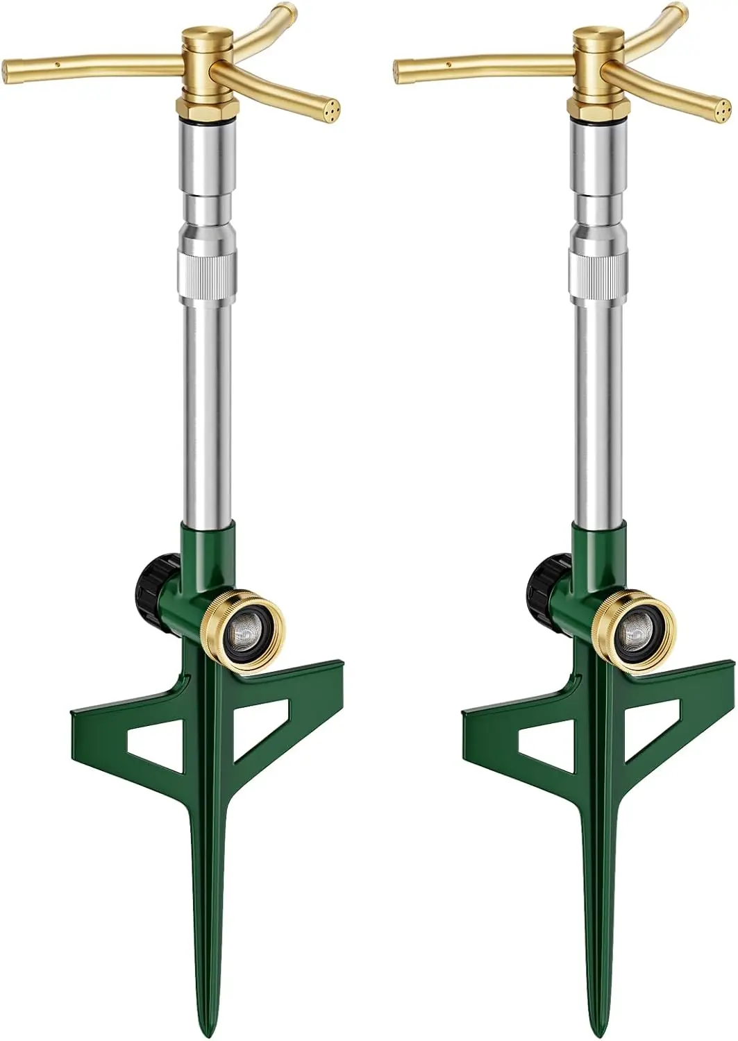 2 Pack Metal Lawn Sprinklers with Adjustable Telescoping Base, 360 Degree Rotation for Large Area Garden Watering
2 Pack Metal Lawn Sprinklers with Adjustable Telescoping Base, 360 Degree Rotation for Large Area Garden Watering