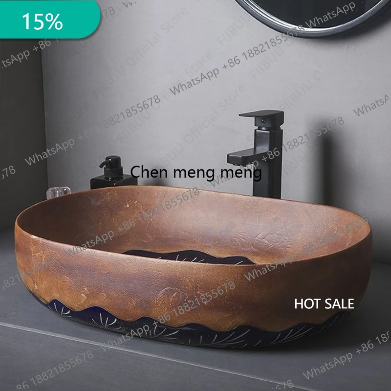 Ceramic Table Sink Bathroom Balcony Lavatory Vanity Sink Above Counter Wash Basin Countertop Vessel Sink Brown Art Basin Bowl
Ceramic Table Sink Bathroom Balcony Lavatory Vanity Sink Above Counter Wash Basin Countertop Vessel Sink Brown Art Basin Bowl