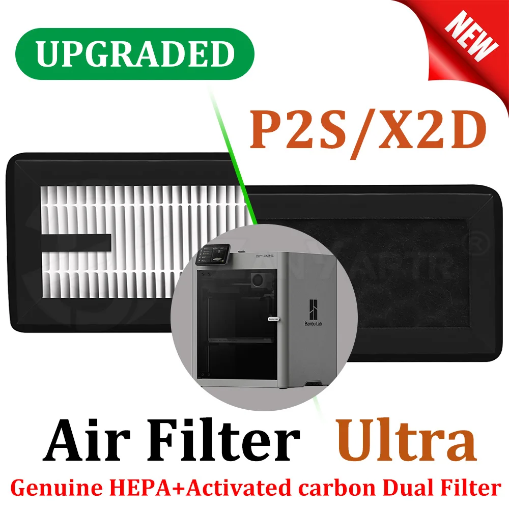 Upgraded Air Filter For Bambu Lab P2S X2D3D Printer HEPA Activated Carbon Filter screen Replacement Parts for 3D Printer
Upgraded Air Filter For Bambu Lab P2S X2D3D Printer HEPA Activated Carbon Filter screen Replacement Parts for 3D Printer