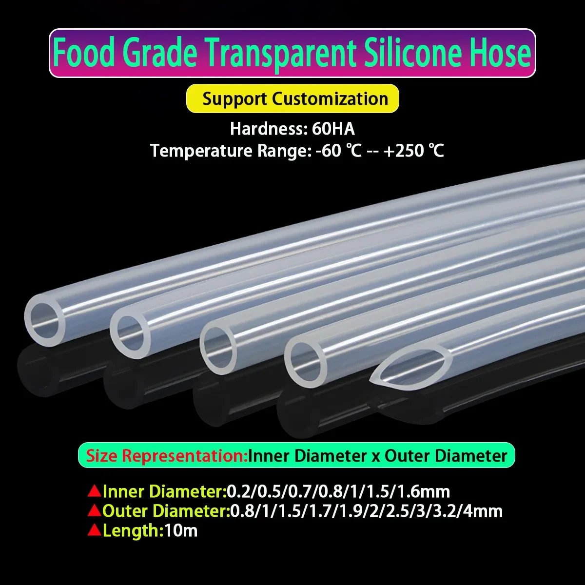 Food Grade Transparent Silicone Hose, Small Capillary Transparent Tube, L10m ID0.2/0.5/0.7/0.8/1/1.5/1.6mm OD 0.8-4mm
Food Grade Transparent Silicone Hose, Small Capillary Transparent Tube, L10m ID0.2/0.5/0.7/0.8/1/1.5/1.6mm OD 0.8-4mm