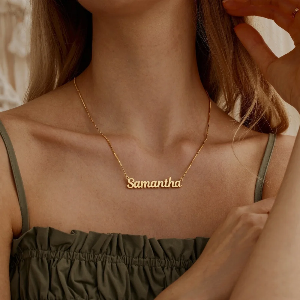 Персонализированное 18-каратное позолоченное ожерелье с именем и цепочкой-коробкой, ожерелье с индивидуальным именем, изящное имя, ювелирное изделие, подарок на день рождения для нее
Персонализированное 18-каратное позолоченное ожерелье с именем и цепочкой-коробкой, ожерелье с индивидуальным именем, изящное имя, ювелирное изделие, подарок на день рождения для нее