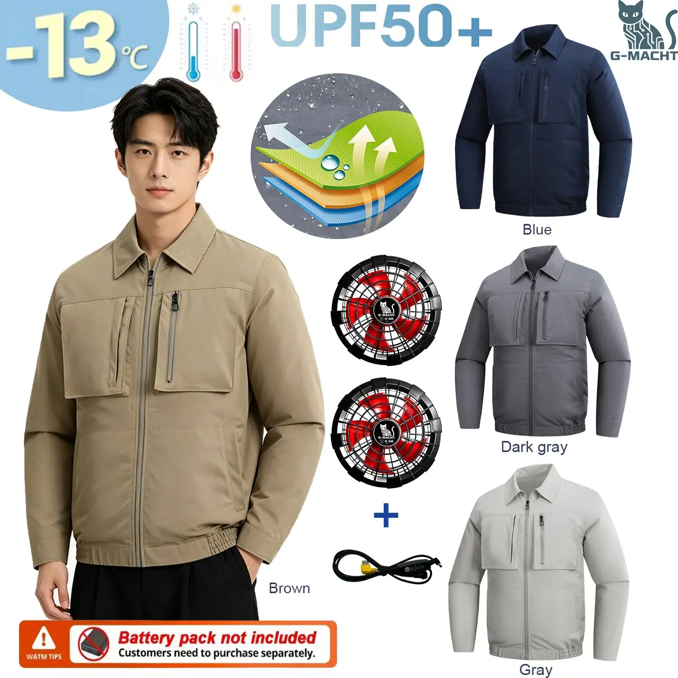 12V/5V USB Rechargeable Cooling Jacket SUB Smart Air Conditioning Clothes Men Sun Protection Breathable Workwear Fan Cooling Coa
12V/5V USB Rechargeable Cooling Jacket SUB Smart Air Conditioning Clothes Men Sun Protection Breathable Workwear Fan Cooling Coa