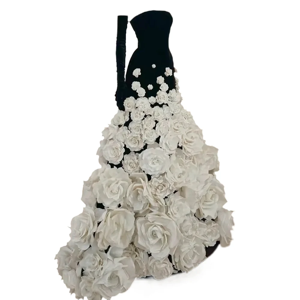 Customized Black A Line Evening Dress Strapless Pleated Party Gown Detachable Sleeves Elegant Flowers Formal Dress YEWEN 
Customized Black A Line Evening Dress Strapless Pleated Party Gown Detachable Sleeves Elegant Flowers Formal Dress YEWEN