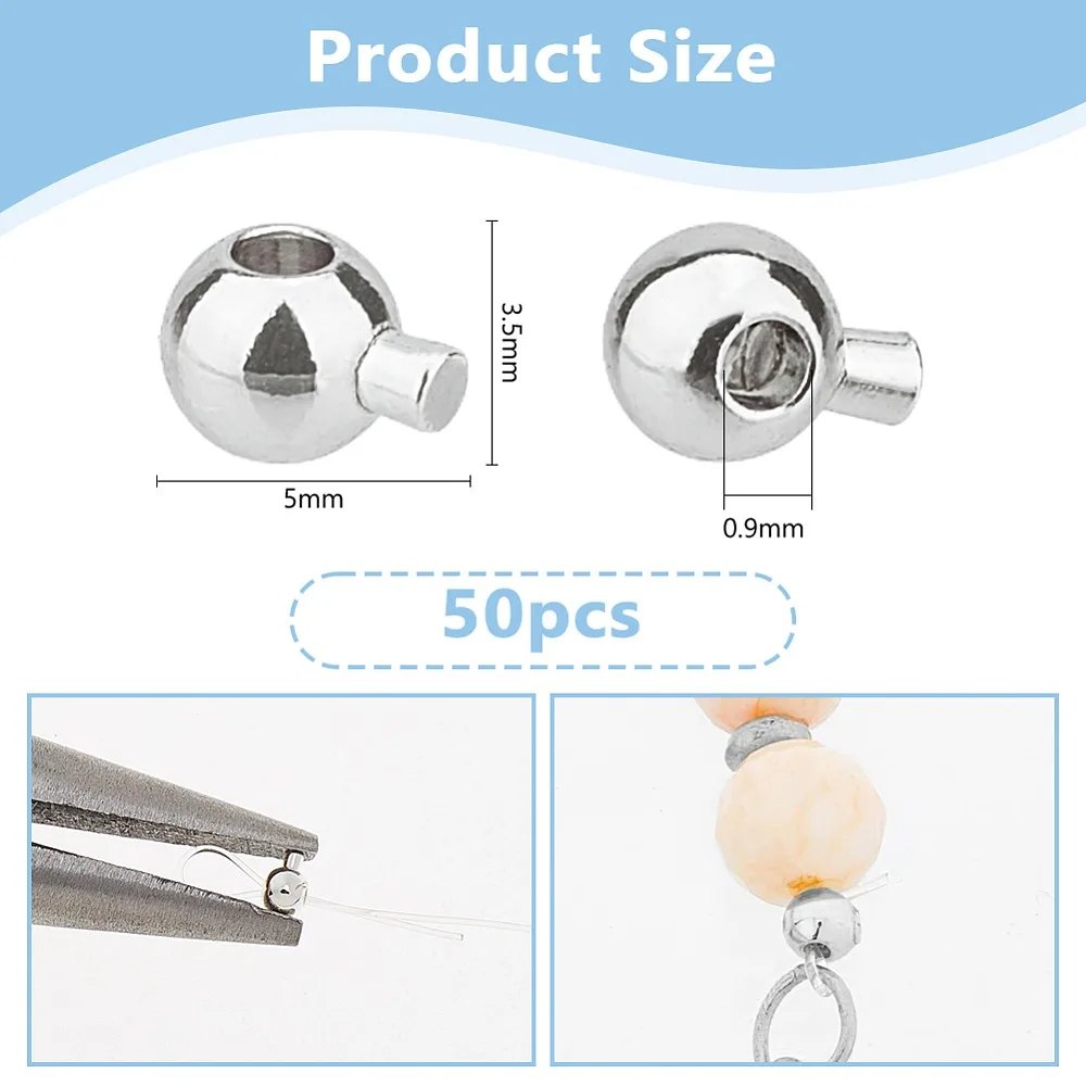 50Pcs Brass Crimp Beads Long-Lasting Plated Round Silver 5x3.5x3.5mm Hole: 0.9mm 50pcs/set
50Pcs Brass Crimp Beads Long-Lasting Plated Round Silver 5x3.5x3.5mm Hole: 0.9mm 50pcs/set