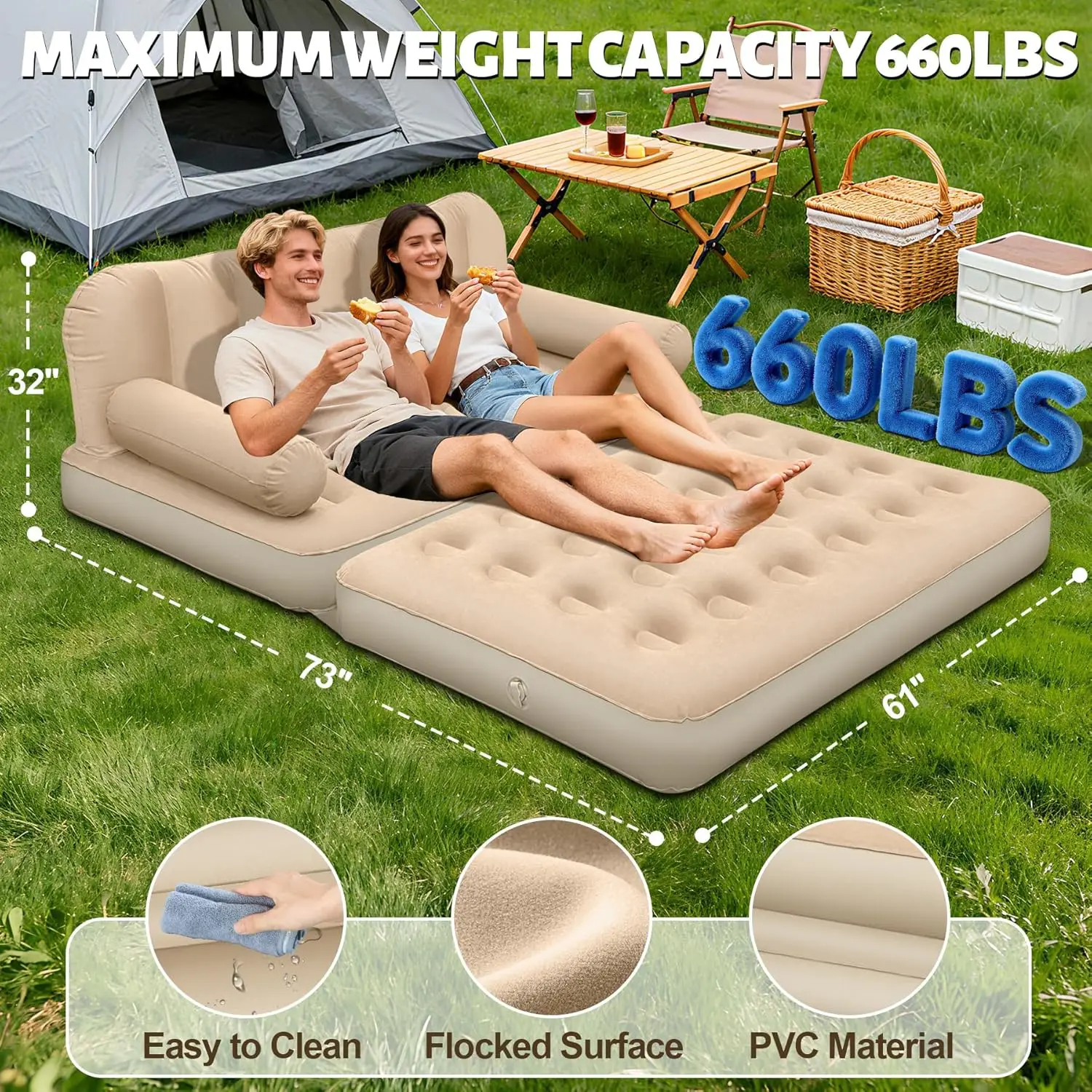 Queen Size Air Sofa Bed Mattress with Headboard and Pump, Flocked Surface Blow Up Couch Inflatable Bed for Home,Folding Inflatab
Queen Size Air Sofa Bed Mattress with Headboard and Pump, Flocked Surface Blow Up Couch Inflatable Bed for Home,Folding Inflatab