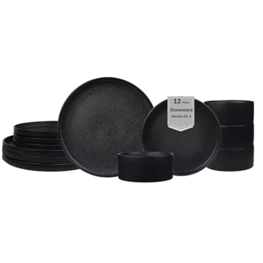 12 Pieces Stoneware Fluted Dinnerware Set Modern Dishes for 4 Premium Serving Plates and Bowls Sets Chip and Scratch Resistant
12 Pieces Stoneware Fluted Dinnerware Set Modern Dishes for 4 Premium Serving Plates and Bowls Sets Chip and Scratch Resistant