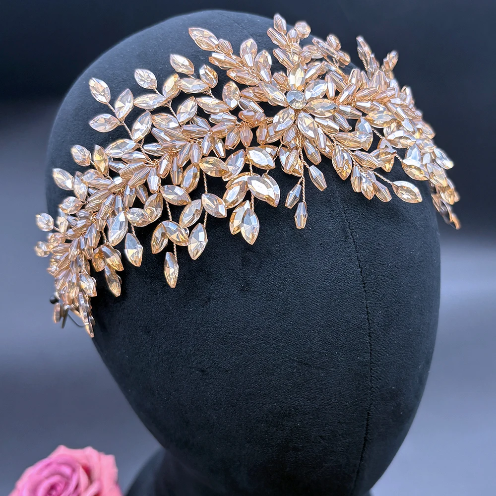 DZ059 Silver Champagne Crystal Wedding Headband Handmade Rhinestone Hair Piece Bridal Hair Accessories for Women Bridesmaid
DZ059 Silver Champagne Crystal Wedding Headband Handmade Rhinestone Hair Piece Bridal Hair Accessories for Women Bridesmaid