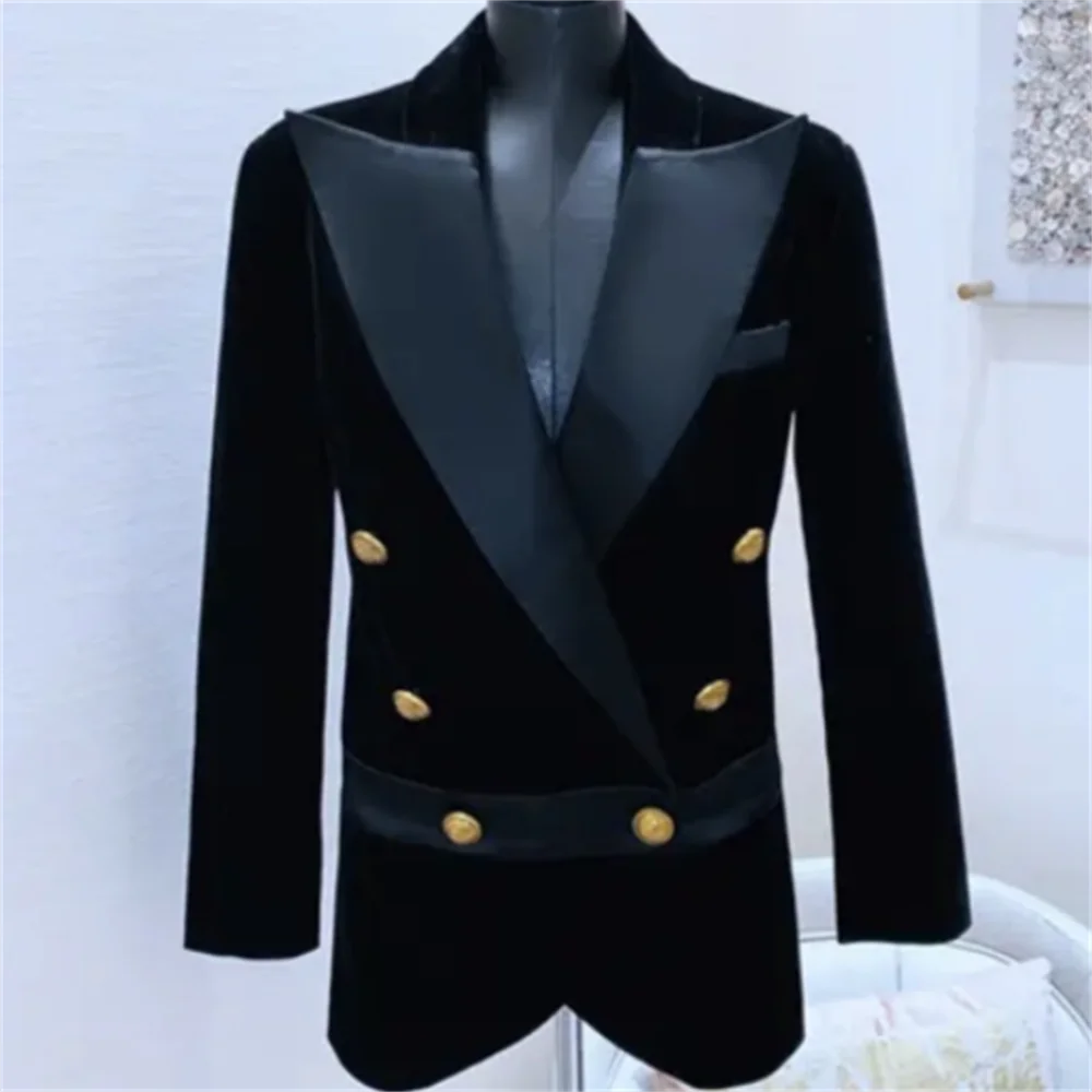 Spring new V-neck velvet mid-length coat black suit double breasted ceket veste blazer femme
Spring new V-neck velvet mid-length coat black suit double breasted ceket veste blazer femme