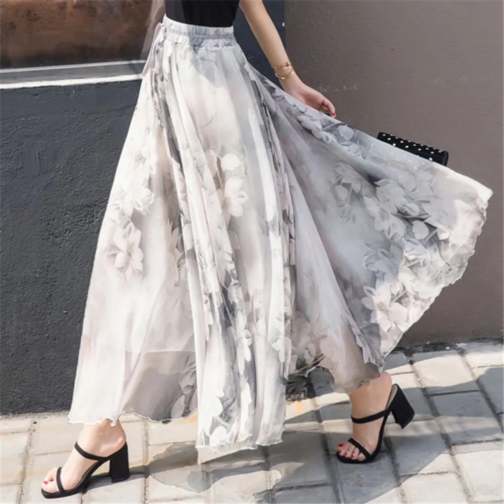 Women's Chiffon Skirt Printed Swing Long Skirt for Spring Summer Vacation Beach Casual Half Skirt New Arrival
Women's Chiffon Skirt Printed Swing Long Skirt for Spring Summer Vacation Beach Casual Half Skirt New Arrival