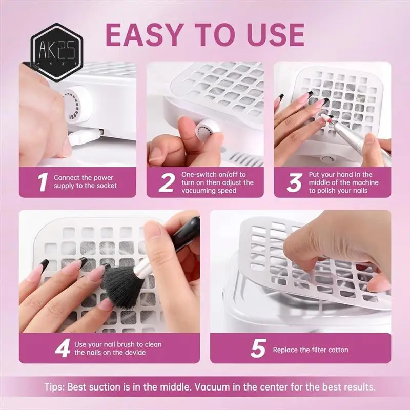 AK25-Nail Powder Collector Mini C Type Dust Collector Fan Powerful Vacuum Cleaner Manicure Pedicure Tool
AK25-Nail Powder Collector Mini C Type Dust Collector Fan Powerful Vacuum Cleaner Manicure Pedicure Tool
