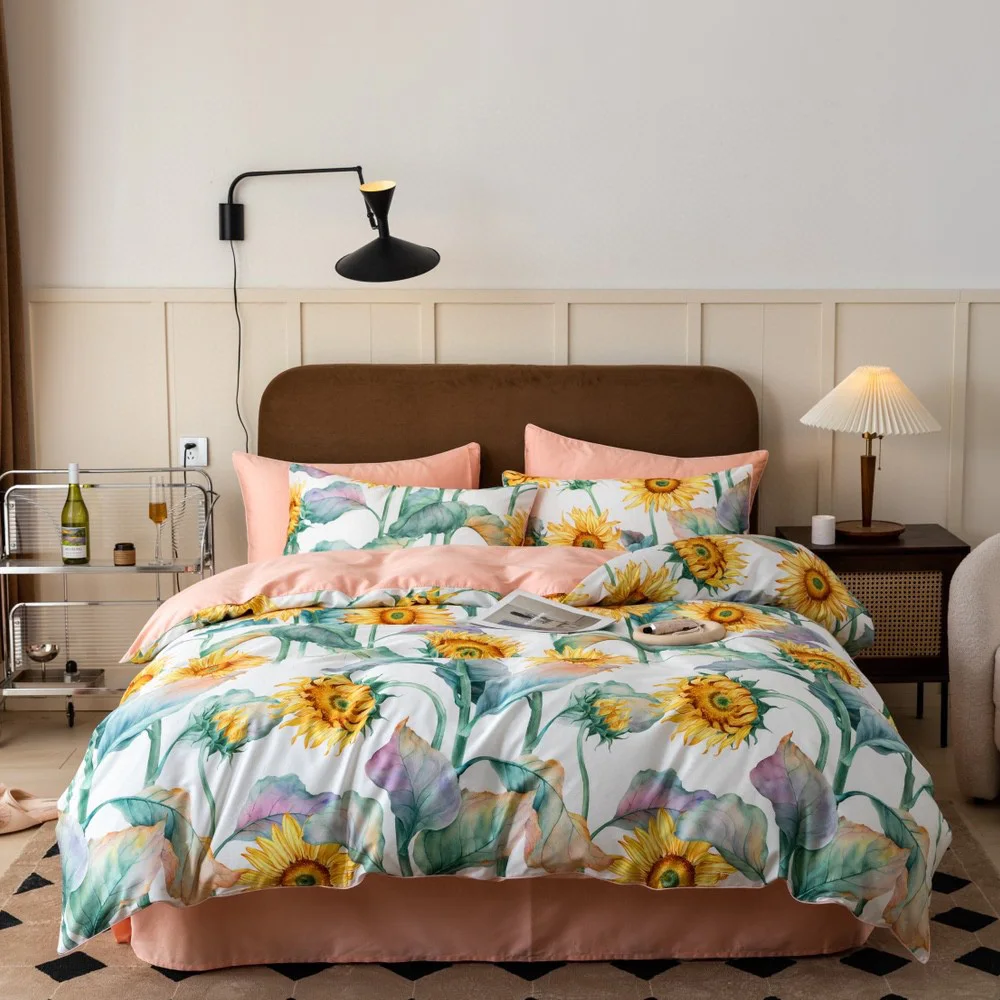 Exquisite Sunflower King Size Flat Bed Sheet Satin 100% Cotton Print pink Duvet Cover Home Textile Bedding Set Manufacturer
Exquisite Sunflower King Size Flat Bed Sheet Satin 100% Cotton Print pink Duvet Cover Home Textile Bedding Set Manufacturer