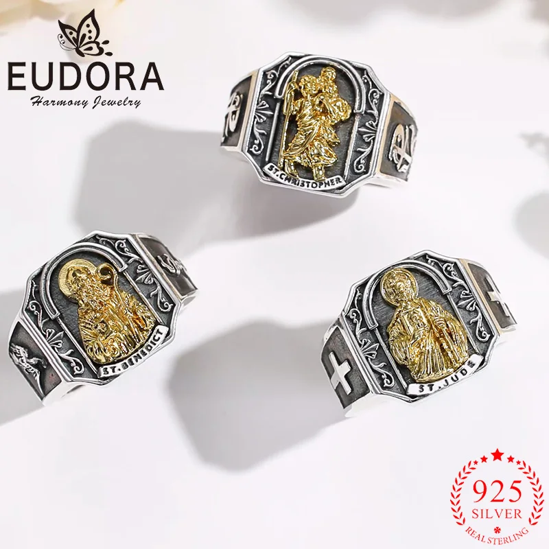 Регулируемое кольцо Eudora из стерлингового серебра 925 пробы, кольцо Святого Бенедикта Святого Иуди, кольцо Святого Кристофера, религиозные украшения, подарок для мужчин и женщин
Регулируемое кольцо Eudora из стерлингового серебра 925 пробы, кольцо Святого Бенедикта Святого Иуди, кольцо Святого Кристофера, религиозные украшения, подарок для мужчин и женщин