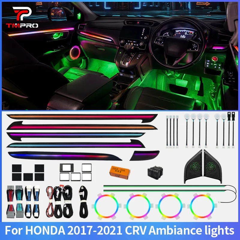 TMPRO 64 Colors LED Safety assistance systems Ambient Lighting For Honda CRV 2017-2022 Right hand rudder Interior Decoration
TMPRO 64 Colors LED Safety assistance systems Ambient Lighting For Honda CRV 2017-2022 Right hand rudder Interior Decoration