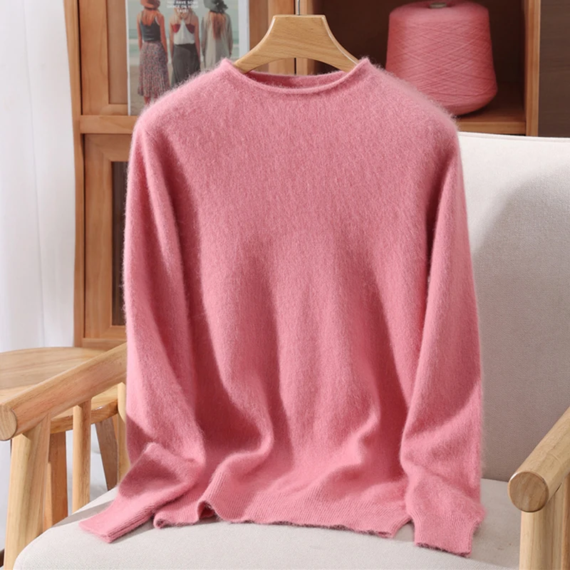 Autumn Winter Rolled Edge Semi High Neck Mink Cashmere Knitted Sweater For Women, Fashionable, Loose, Slim, Comfortable Stylish
Autumn Winter Rolled Edge Semi High Neck Mink Cashmere Knitted Sweater For Women, Fashionable, Loose, Slim, Comfortable Stylish