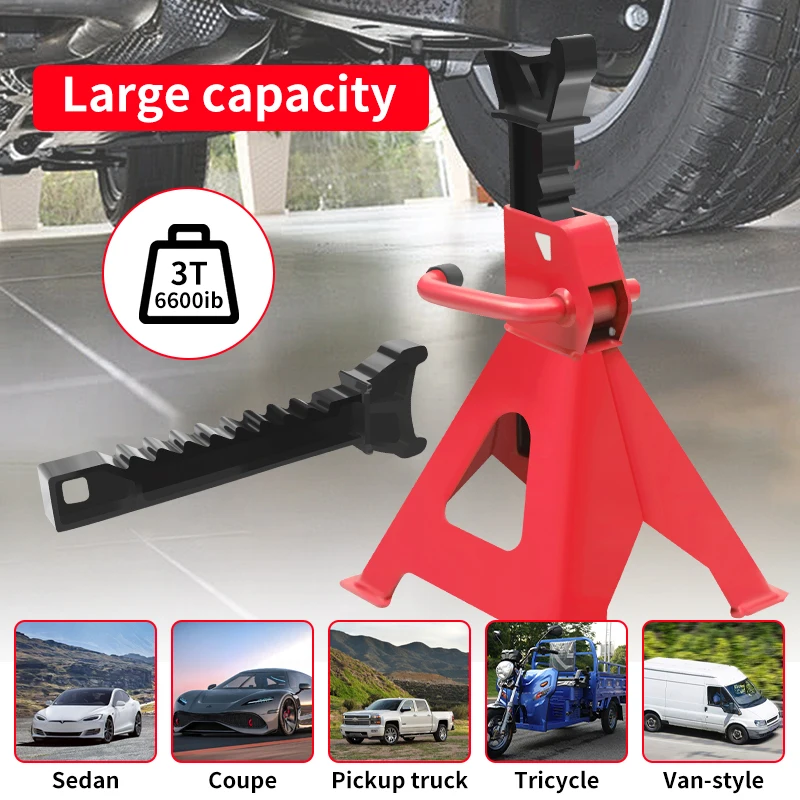 2 steel jack brackets, rated for 3 tons (6,000 pounds) load capacity, red in color, one pair each, featuring self-locking height adjustment mechanism, suitable for automotive maintenance tools
2 steel jack brackets, rated for 3 tons (6,000 pounds) load capacity, red in color, one pair each, featuring self-locking height adjustment mechanism, suitable for automotive maintenance tools