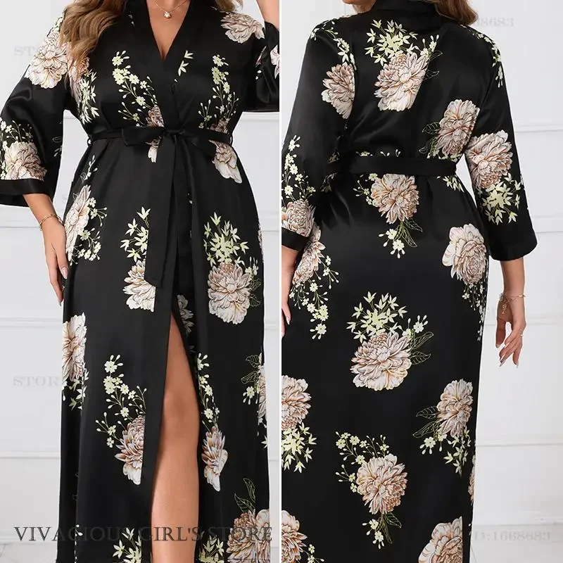 Loose Casual Female Long Robe Kimono Bathrobe Gown Print Flower Negligee Home Dressing Gown Silky Thin Satin Sleepwear Lingerie
Loose Casual Female Long Robe Kimono Bathrobe Gown Print Flower Negligee Home Dressing Gown Silky Thin Satin Sleepwear Lingerie