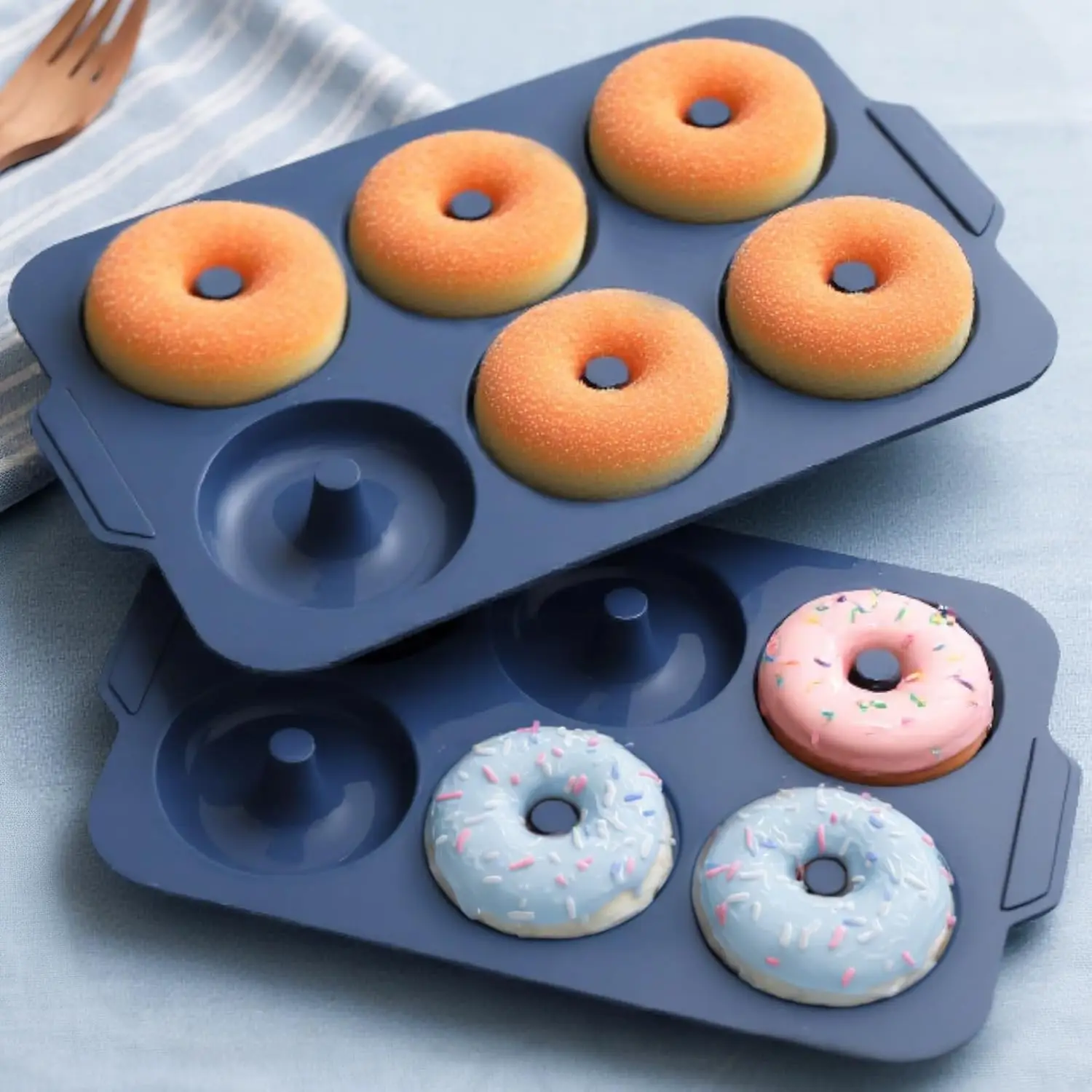 Nonstick Silicone Donut Pan: 3.5 Inch Doughnut Pan with Metal Frame - Silicone Donut Molds for Baking Gluten Free Glazed Vegan Protein Donuts Bagel - for Oven Kitchen - Home Bakers Housewife
Nonstick Silicone Donut Pan: 3.5 Inch Doughnut Pan with Metal Frame - Silicone Donut Molds for Baking Gluten Free Glazed Vegan Protein Donuts Bagel - for Oven Kitchen - Home Bakers Housewife