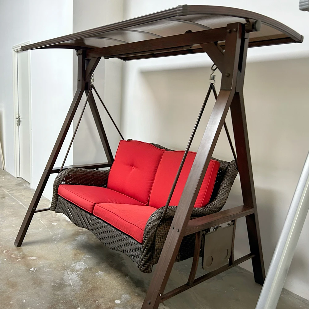 Modern Wood Grain Aluminum Frame Patio Swings Double Chair Waterproof Rattan Swing Sets for Backyard
Modern Wood Grain Aluminum Frame Patio Swings Double Chair Waterproof Rattan Swing Sets for Backyard